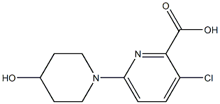3-chloro-6-(4-hydroxypiperidin-1-yl)pyridine-2-carboxylic acid,,结构式