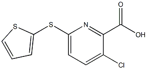 3-chloro-6-(thiophen-2-ylsulfanyl)pyridine-2-carboxylic acid 化学構造式