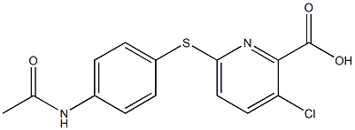 3-chloro-6-[(4-acetamidophenyl)sulfanyl]pyridine-2-carboxylic acid 化学構造式