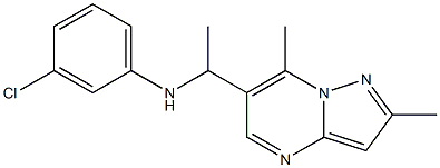 3-chloro-N-(1-{2,7-dimethylpyrazolo[1,5-a]pyrimidin-6-yl}ethyl)aniline,,结构式