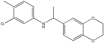 3-chloro-N-[1-(2,3-dihydro-1,4-benzodioxin-6-yl)ethyl]-4-methylaniline,,结构式