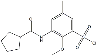 3-cyclopentaneamido-2-methoxy-5-methylbenzene-1-sulfonyl chloride Structure