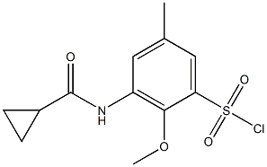 3-cyclopropaneamido-2-methoxy-5-methylbenzene-1-sulfonyl chloride Structure