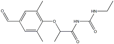 3-ethyl-1-[2-(4-formyl-2,6-dimethylphenoxy)propanoyl]urea Struktur