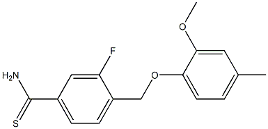 3-fluoro-4-(2-methoxy-4-methylphenoxymethyl)benzene-1-carbothioamide Struktur