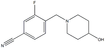 3-fluoro-4-[(4-hydroxypiperidin-1-yl)methyl]benzonitrile 结构式