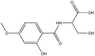 3-hydroxy-2-[(2-hydroxy-4-methoxybenzoyl)amino]propanoic acid 化学構造式