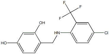 4-({[4-chloro-2-(trifluoromethyl)phenyl]amino}methyl)benzene-1,3-diol,,结构式