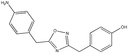 4-({5-[(4-aminophenyl)methyl]-1,2,4-oxadiazol-3-yl}methyl)phenol 化学構造式