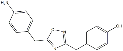 4-({5-[(4-aminophenyl)methyl]-1,2,4-oxadiazol-3-yl}methyl)phenol,,结构式