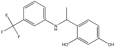 4-(1-{[3-(trifluoromethyl)phenyl]amino}ethyl)benzene-1,3-diol Struktur