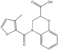 4-(3-methyl-2-furoyl)-3,4-dihydro-2H-1,4-benzoxazine-2-carboxylic acid 化学構造式