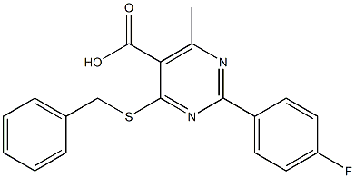 4-(benzylthio)-2-(4-fluorophenyl)-6-methylpyrimidine-5-carboxylic acid Structure