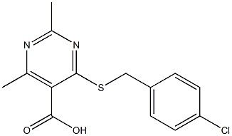 4-[(4-chlorobenzyl)thio]-2,6-dimethylpyrimidine-5-carboxylic acid 化学構造式