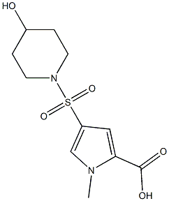 4-[(4-hydroxypiperidine-1-)sulfonyl]-1-methyl-1H-pyrrole-2-carboxylic acid Structure