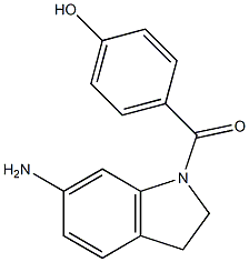 4-[(6-amino-2,3-dihydro-1H-indol-1-yl)carbonyl]phenol 化学構造式