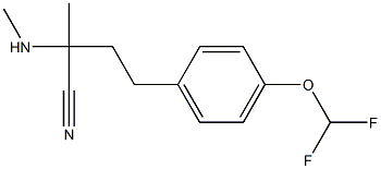 4-[4-(difluoromethoxy)phenyl]-2-methyl-2-(methylamino)butanenitrile Struktur