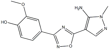 4-[5-(5-amino-1-methyl-1H-pyrazol-4-yl)-1,2,4-oxadiazol-3-yl]-2-methoxyphenol,,结构式