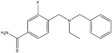 4-{[benzyl(ethyl)amino]methyl}-3-fluorobenzene-1-carbothioamide 化学構造式