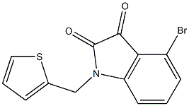 4-bromo-1-(thiophen-2-ylmethyl)-2,3-dihydro-1H-indole-2,3-dione,,结构式