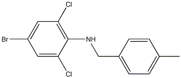 4-bromo-2,6-dichloro-N-[(4-methylphenyl)methyl]aniline,,结构式