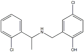 4-chloro-2-({[1-(2-chlorophenyl)ethyl]amino}methyl)phenol Struktur