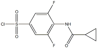 4-cyclopropaneamido-3,5-difluorobenzene-1-sulfonyl chloride 化学構造式