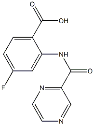 4-fluoro-2-[(pyrazin-2-ylcarbonyl)amino]benzoic acid 化学構造式