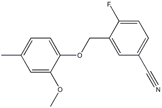 4-fluoro-3-(2-methoxy-4-methylphenoxymethyl)benzonitrile,,结构式