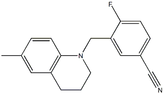 4-fluoro-3-[(6-methyl-1,2,3,4-tetrahydroquinolin-1-yl)methyl]benzonitrile,,结构式