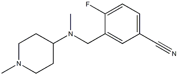 4-fluoro-3-{[methyl(1-methylpiperidin-4-yl)amino]methyl}benzonitrile Struktur