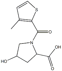 4-hydroxy-1-[(3-methylthien-2-yl)carbonyl]pyrrolidine-2-carboxylic acid Structure