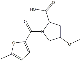 4-methoxy-1-[(5-methylfuran-2-yl)carbonyl]pyrrolidine-2-carboxylic acid Struktur