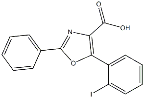 5-(2-iodophenyl)-2-phenyl-1,3-oxazole-4-carboxylic acid Struktur