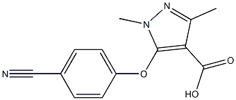 5-(4-cyanophenoxy)-1,3-dimethyl-1H-pyrazole-4-carboxylic acid,,结构式