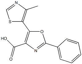 5-(4-methyl-1,3-thiazol-5-yl)-2-phenyl-1,3-oxazole-4-carboxylic acid Struktur