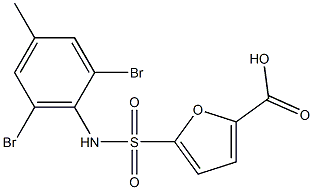 5-[(2,6-dibromo-4-methylphenyl)sulfamoyl]furan-2-carboxylic acid 化学構造式