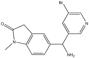 5-[amino(5-bromopyridin-3-yl)methyl]-1-methyl-2,3-dihydro-1H-indol-2-one 结构式