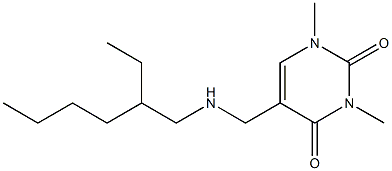 5-{[(2-ethylhexyl)amino]methyl}-1,3-dimethyl-1,2,3,4-tetrahydropyrimidine-2,4-dione 化学構造式