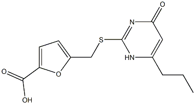 5-{[(4-oxo-6-propyl-1,4-dihydropyrimidin-2-yl)thio]methyl}-2-furoic acid Struktur