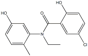 5-chloro-N-ethyl-2-hydroxy-N-(5-hydroxy-2-methylphenyl)benzamide Struktur