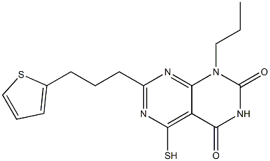 5-mercapto-1-propyl-7-(3-thien-2-ylpropyl)pyrimido[4,5-d]pyrimidine-2,4(1H,3H)-dione,,结构式