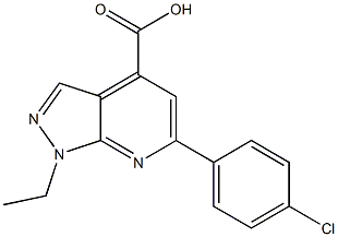 6-(4-chlorophenyl)-1-ethyl-1H-pyrazolo[3,4-b]pyridine-4-carboxylic acid 结构式