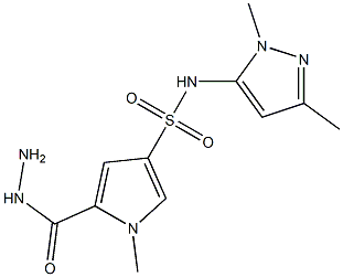 N-(1,3-dimethyl-1H-pyrazol-5-yl)-5-(hydrazinocarbonyl)-1-methyl-1H-pyrrole-3-sulfonamide,,结构式