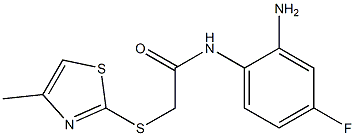 N-(2-amino-4-fluorophenyl)-2-[(4-methyl-1,3-thiazol-2-yl)sulfanyl]acetamide,,结构式