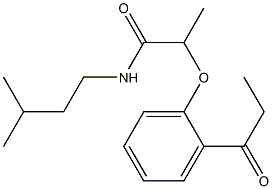 N-(3-methylbutyl)-2-(2-propanoylphenoxy)propanamide,,结构式