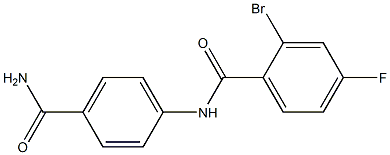 N-[4-(aminocarbonyl)phenyl]-2-bromo-4-fluorobenzamide 化学構造式