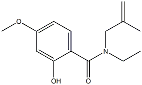 N-ethyl-2-hydroxy-4-methoxy-N-(2-methylprop-2-en-1-yl)benzamide,,结构式
