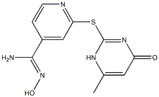 N'-hydroxy-2-[(6-methyl-4-oxo-1,4-dihydropyrimidin-2-yl)sulfanyl]pyridine-4-carboximidamide 化学構造式