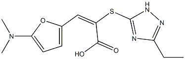 2-Propenoic  acid,  3-[5-(dimethylamino)-2-furanyl]-2-[(3-ethyl-1H-1,2,4-triazol-5-yl)thio]-,  (2E)- Structure